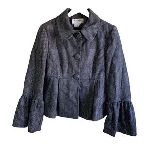 HELENE BERMAN Haute Couture Bell Cuff Tweed Shimmer Blazer Jacket Size:S